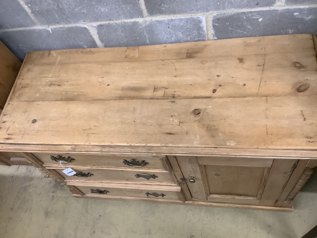 A Victorian pine combined chest / cupboard, width 119cm